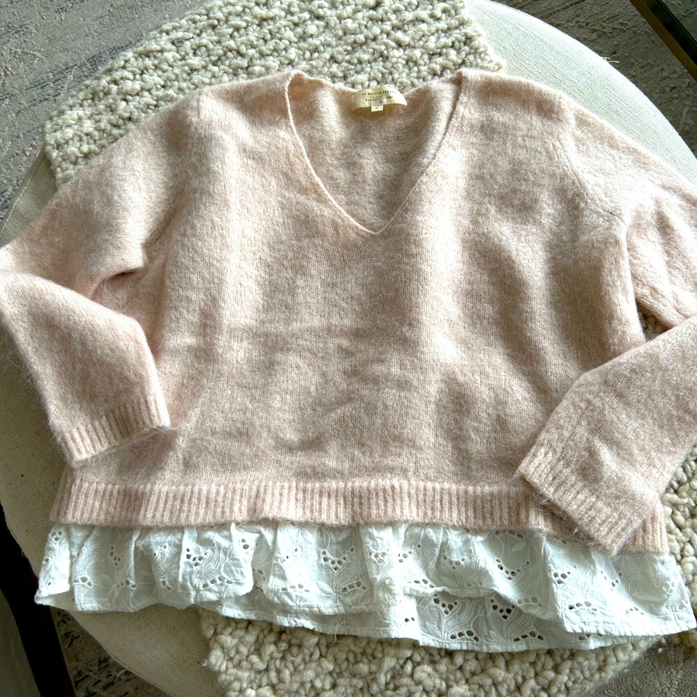 Sezane Sweater with Lace Trim